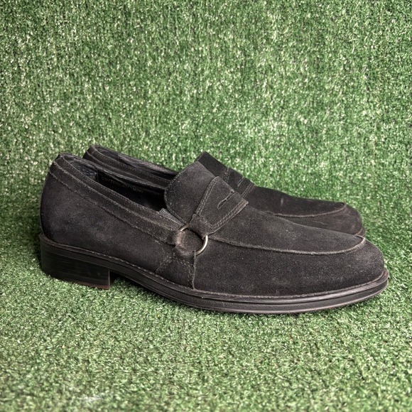 Donald J Pliner Cutters Suede Ring Penny Loafers Classic Slip On Black Mens Sz 9